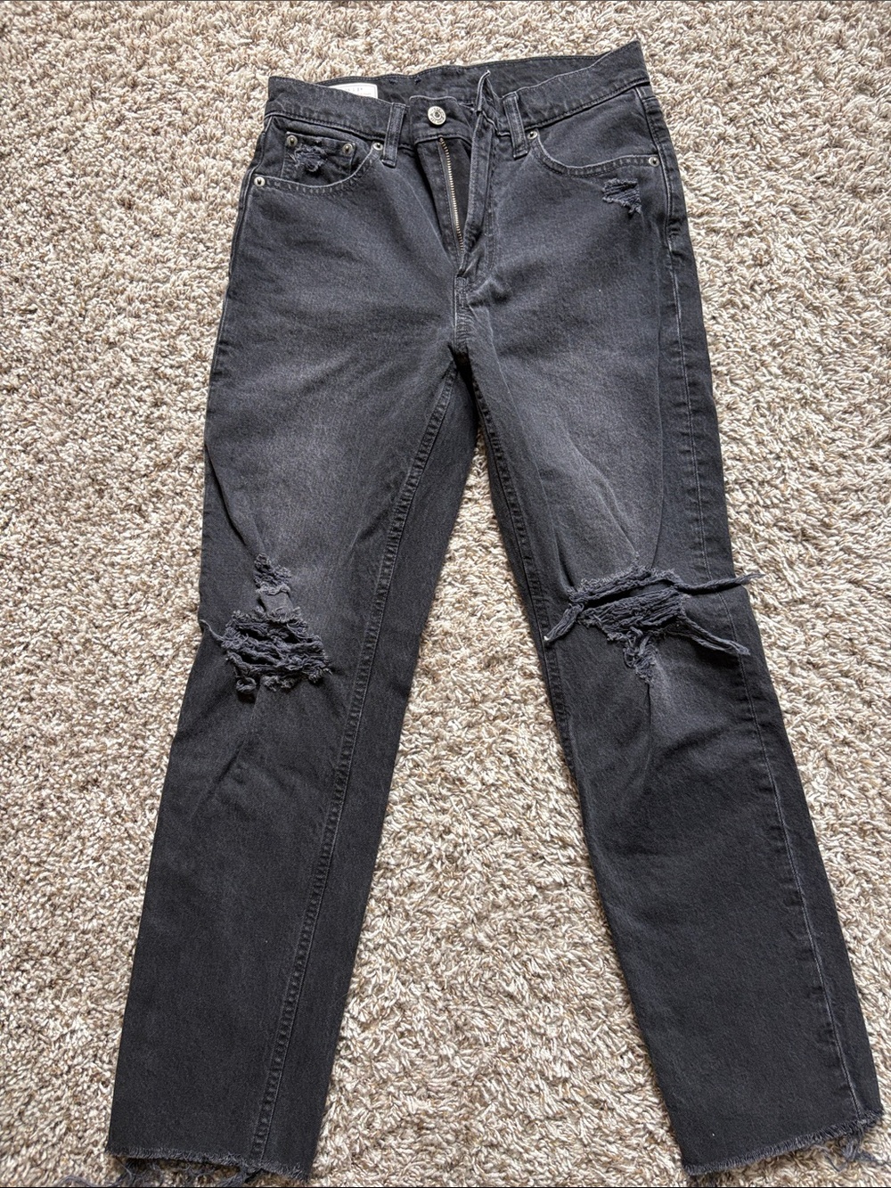 GAP Black-Gray Washed Cheeky Straight High-Rise Jeans